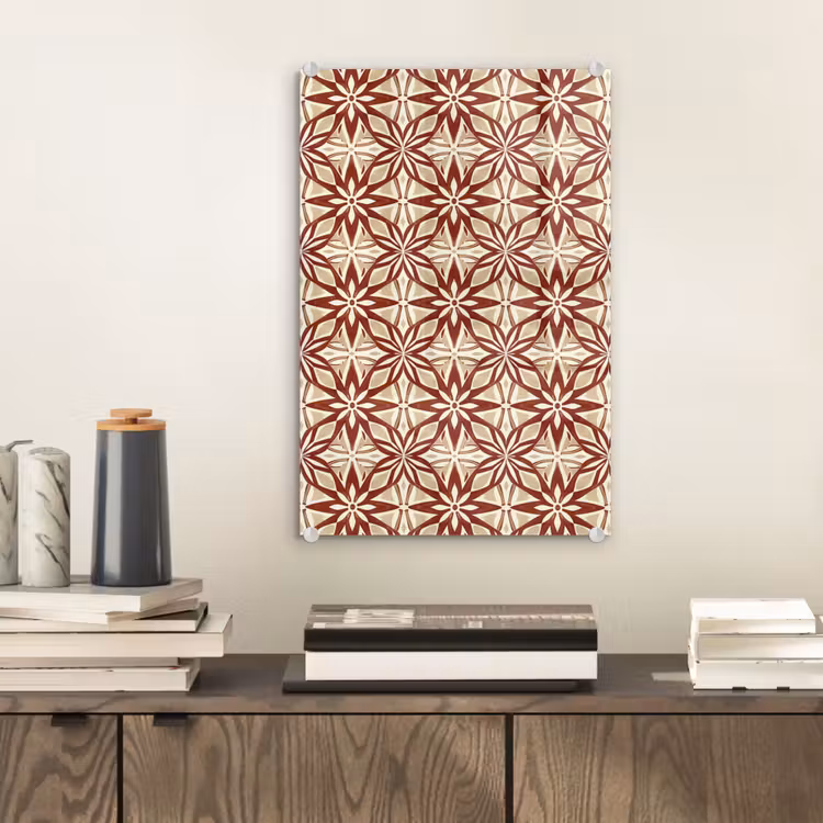 Glas schilderij - Bordeauxrood - Geometrisch - Tegel - Patroon — 2