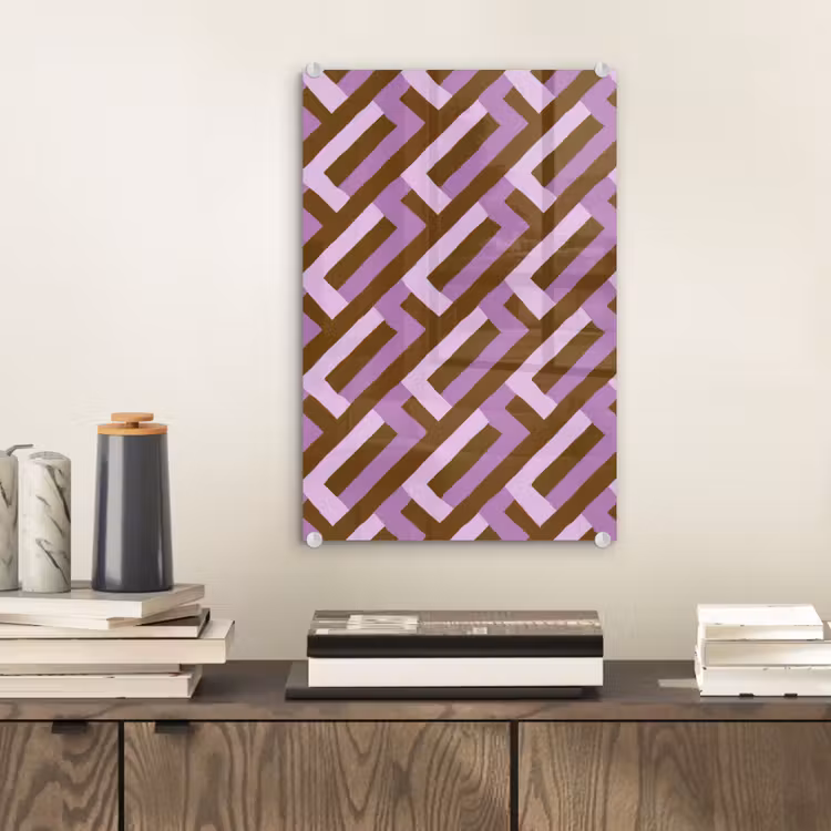 Glas schilderij - Bruin - Roze - Geometrisch - Meander - Patroon — 2