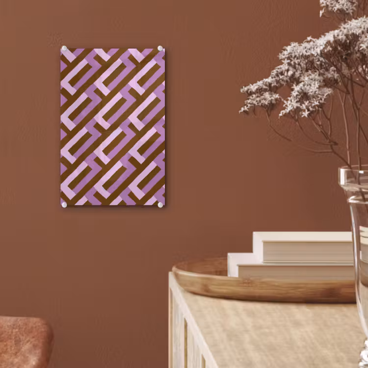 Glas schilderij - Bruin - Roze - Geometrisch - Meander - Patroon — 6