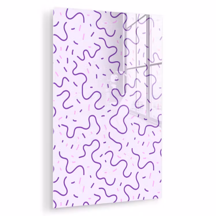 Glas schilderij - Paars - Abstract - Memphis - Retro - Spikkels - Patroon — 1