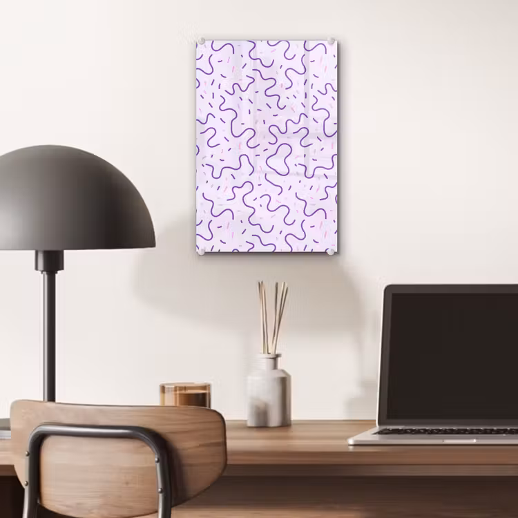 Glas schilderij - Paars - Abstract - Memphis - Retro - Spikkels - Patroon — 7