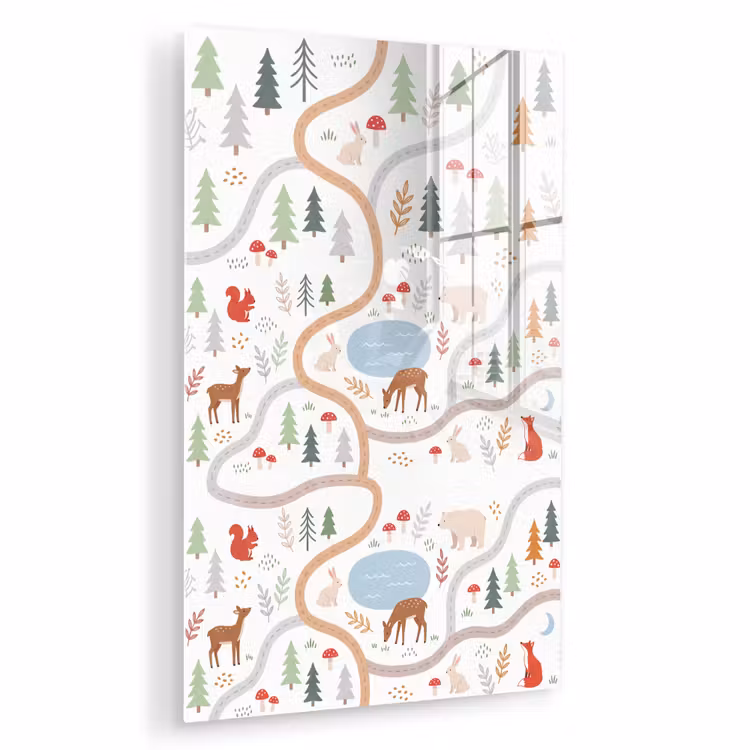 Glas schilderij - Dieren - Bos - Illustratie — 1