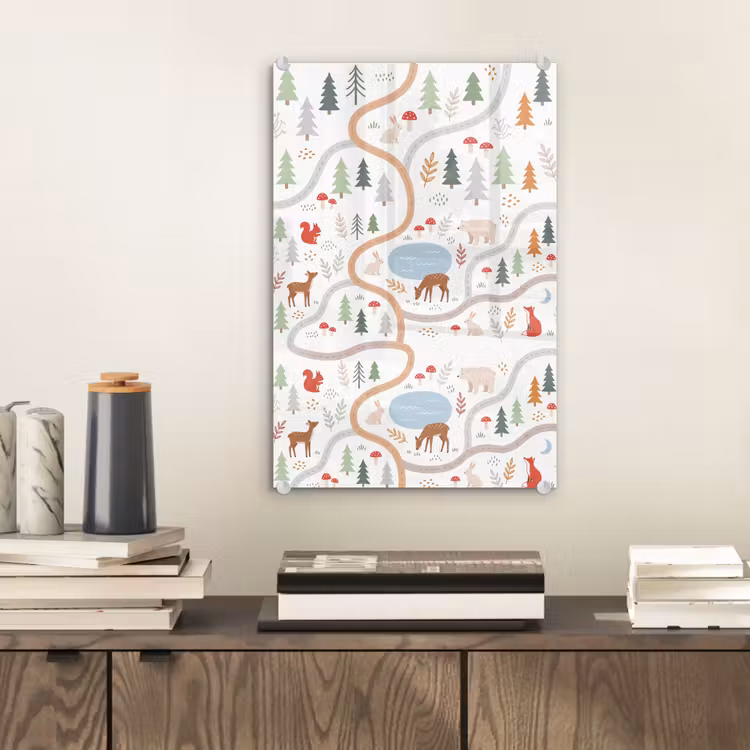 Glas schilderij - Dieren - Bos - Illustratie — 2