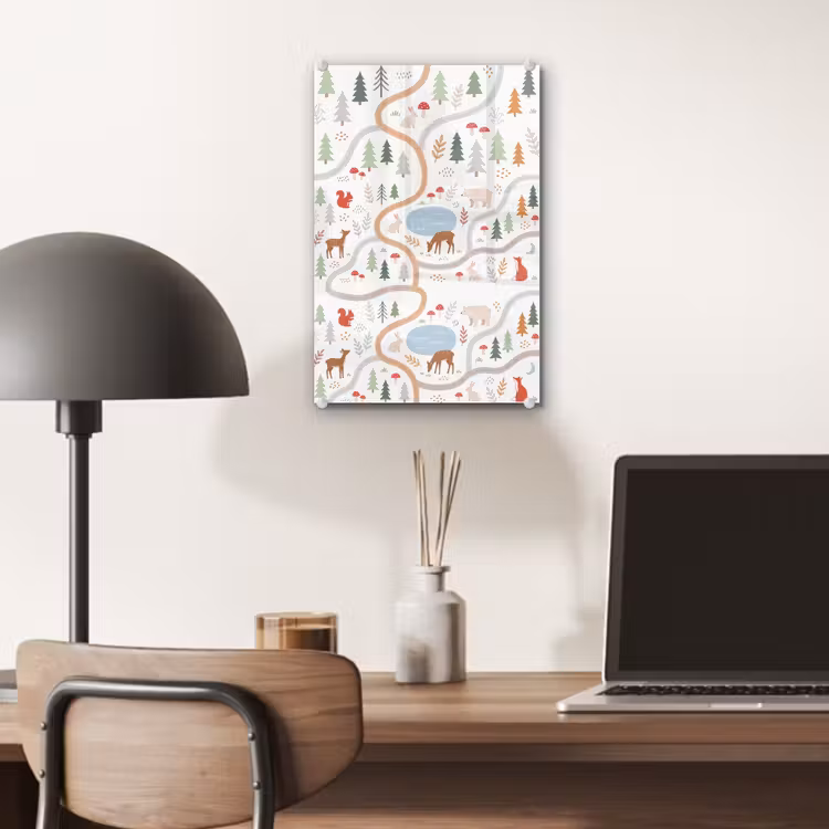 Glas schilderij - Dieren - Bos - Illustratie — 7