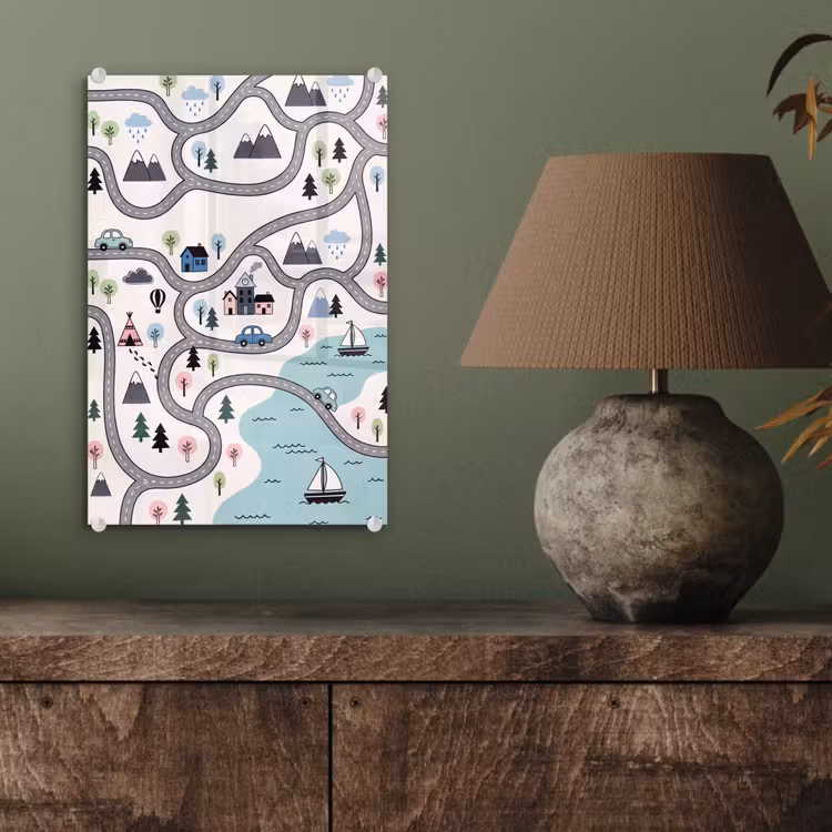 Glas schilderij - Kaart - Stad - Kindvriendelijk — 4