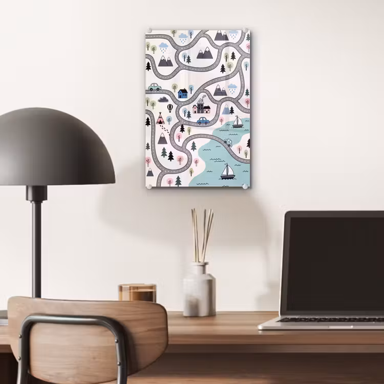 Glas schilderij - Kaart - Stad - Kindvriendelijk — 7