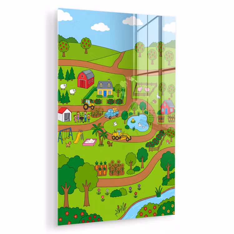Glas schilderij - Platteland - Dieren - Cartoon — 1