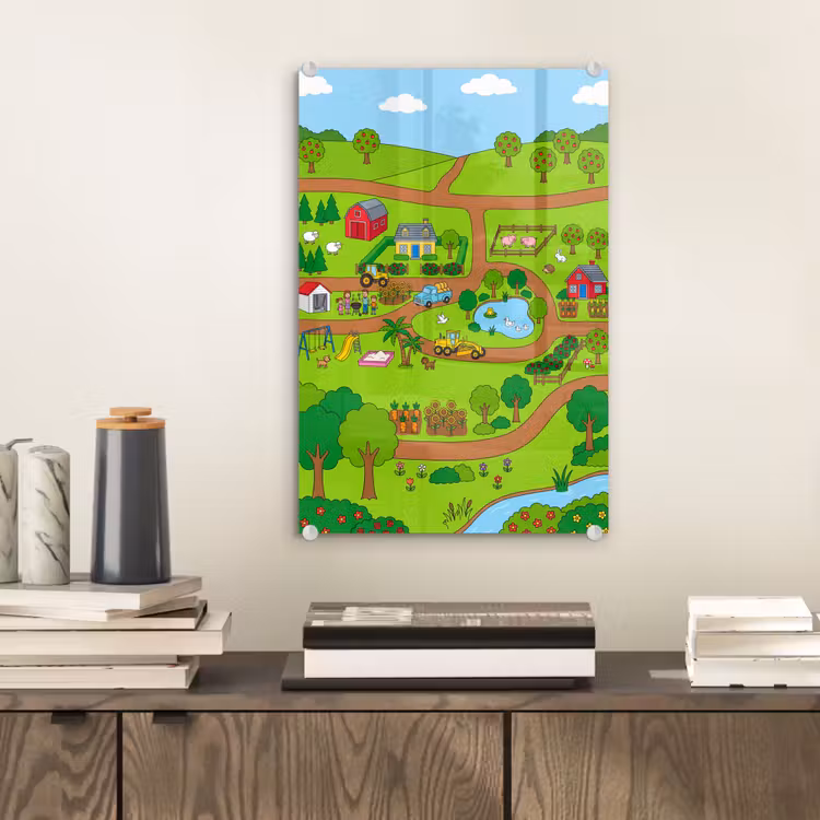 Glas schilderij - Platteland - Dieren - Cartoon — 2