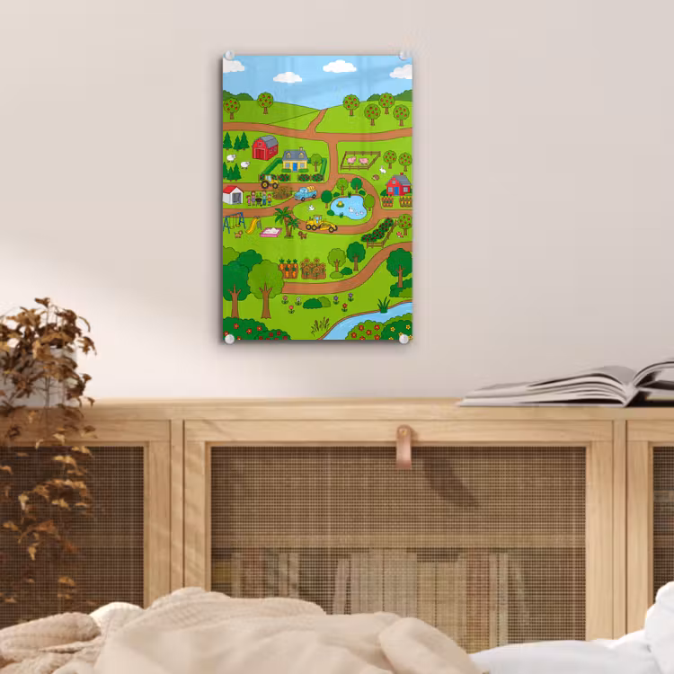 Glas schilderij - Platteland - Dieren - Cartoon — 5