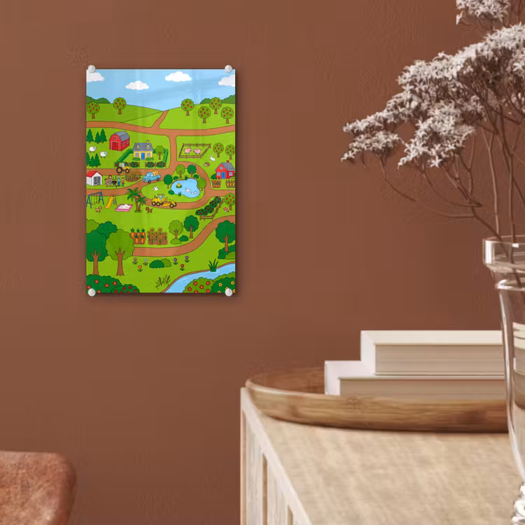 Glas schilderij - Platteland - Dieren - Cartoon — 6