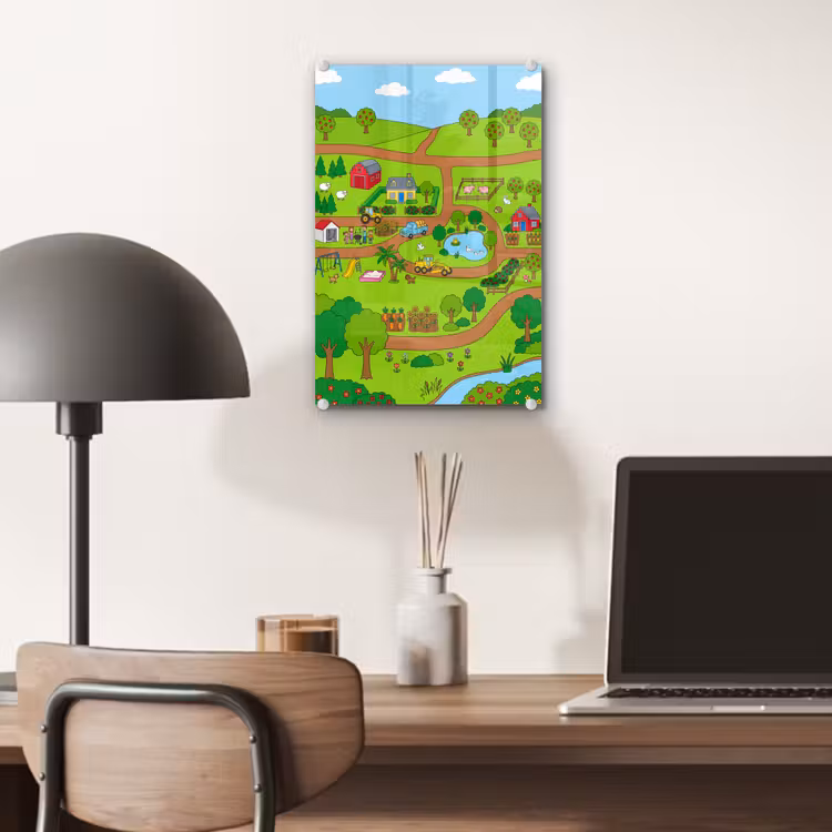 Glas schilderij - Platteland - Dieren - Cartoon — 7