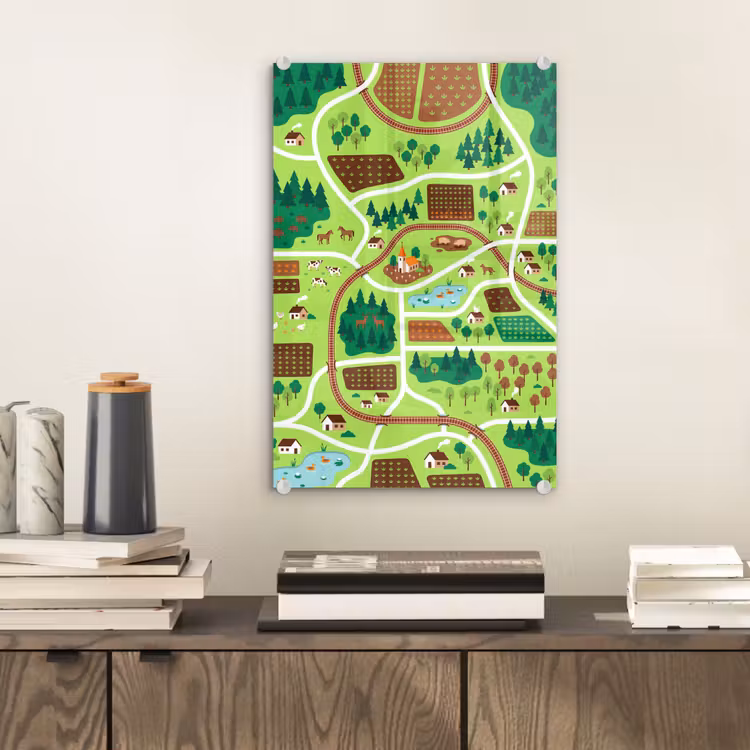 Glas schilderij - Platteland - Dieren - Illustratie — 2
