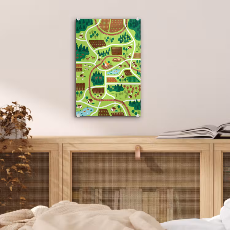 Glas schilderij - Platteland - Dieren - Illustratie — 5