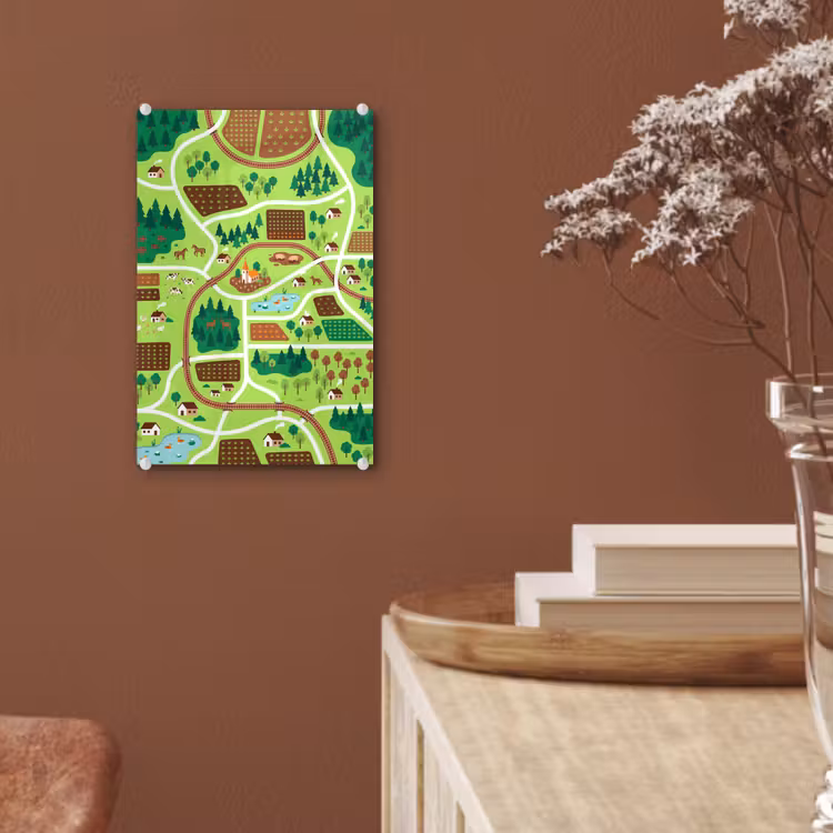 Glas schilderij - Platteland - Dieren - Illustratie — 6