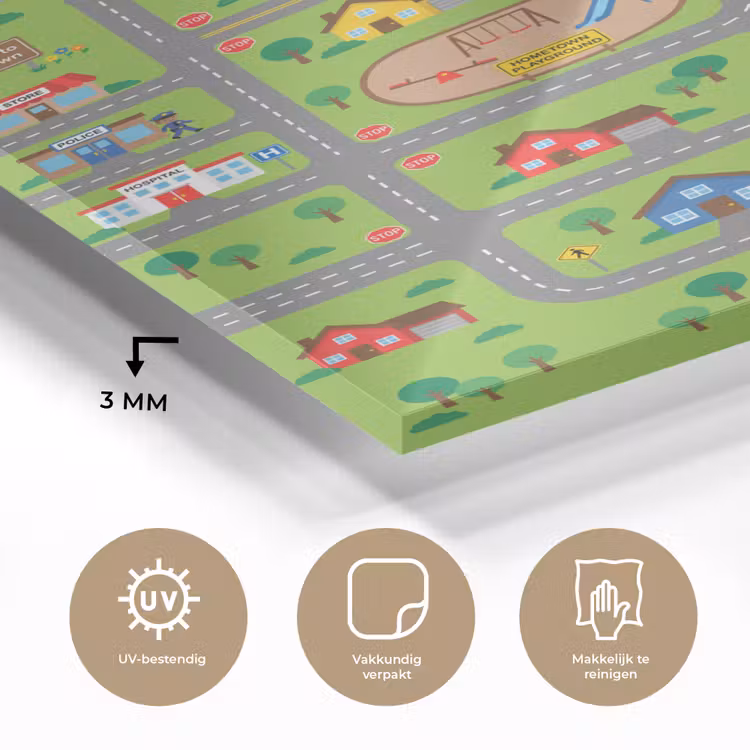 Glas schilderij - Stad - Wegen - Cartoon — 3