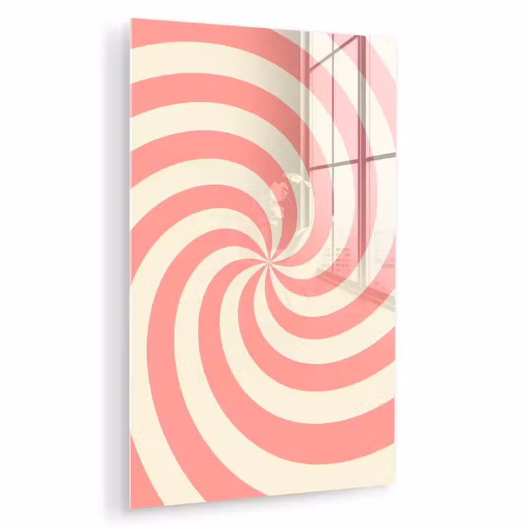 Glas schilderij - Spiraal - Patroon - Abstract - Roze - Beige — 1