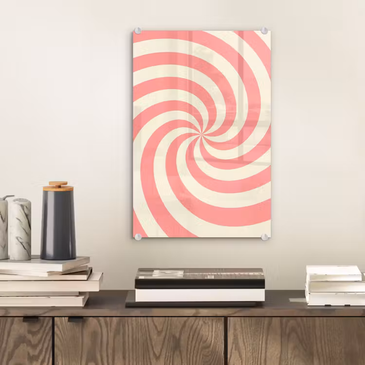 Glas schilderij - Spiraal - Patroon - Abstract - Roze - Beige — 2