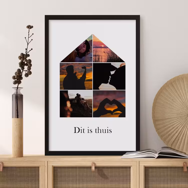 Poster met lijst - Huisje collage — 2