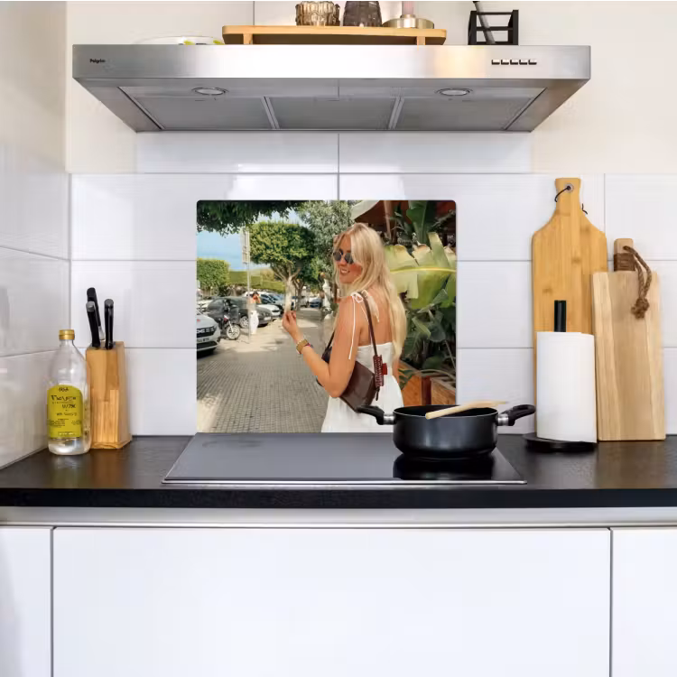 Eigen foto op inductie beschermer & spatscherm (2in1) — 2