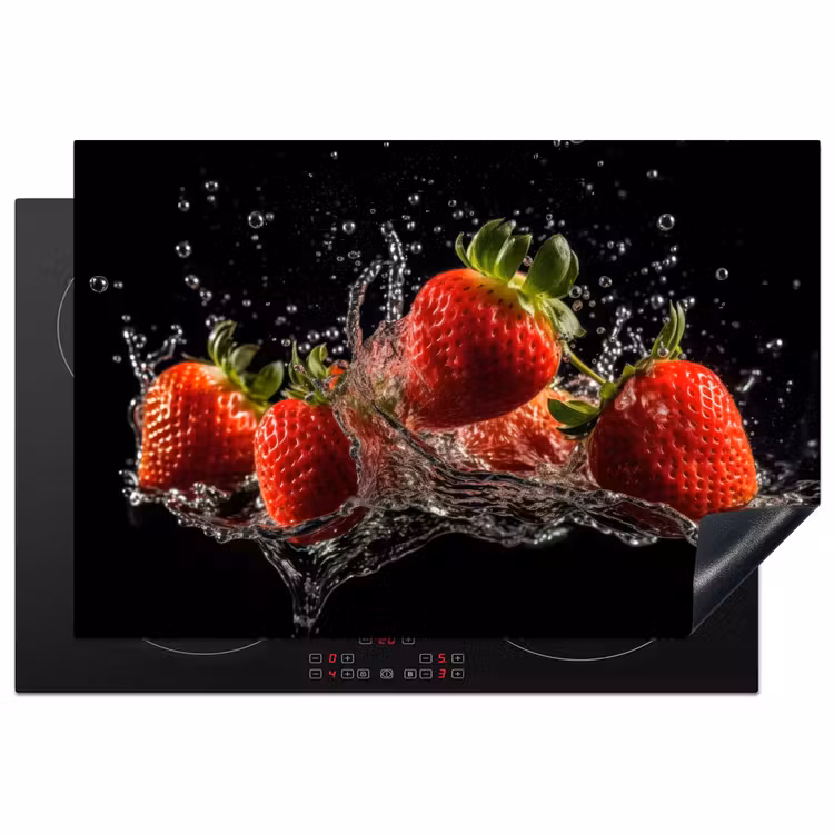 Inductie beschermer - Aardbeien - Fruit - Rood - Water - Zwart — 2