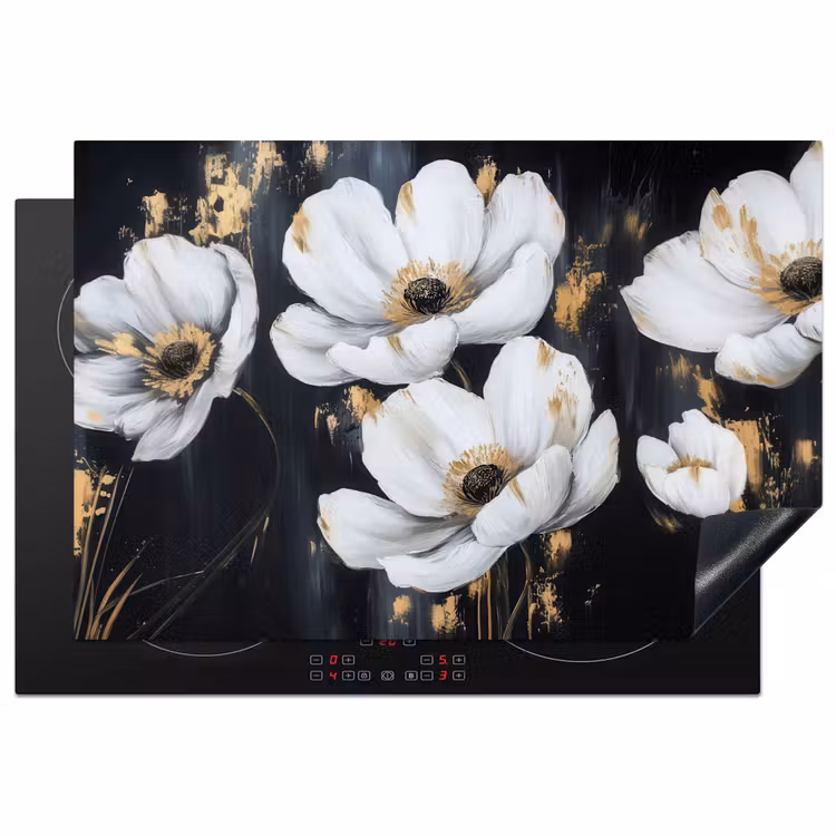 Inductie beschermer - Bloemen - Wit - Abstract — 1