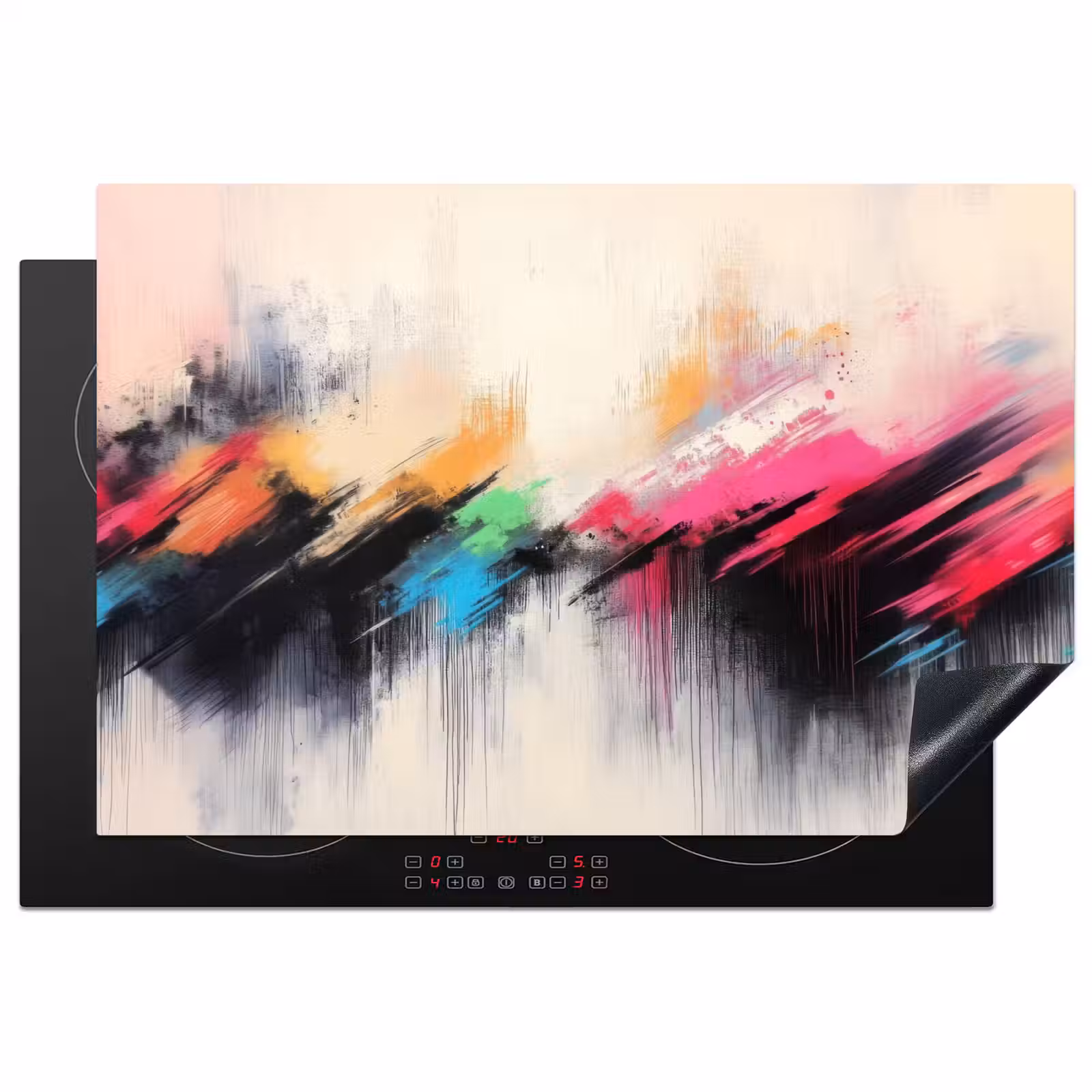 Inductie beschermer - Dynamisch - Abstract - Kleurrijk - Zwart — 1