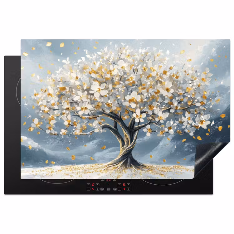 Inductie beschermer - Boom - Winter - Levensboom - Modern - Goud — 1