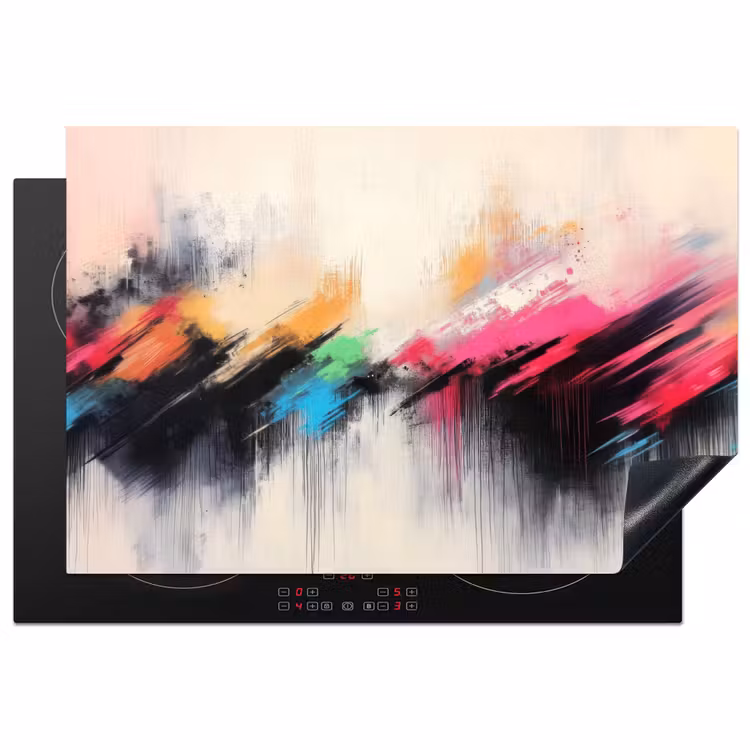 Inductie beschermer - Dynamisch - Abstract - Kleurrijk - Zwart — 1