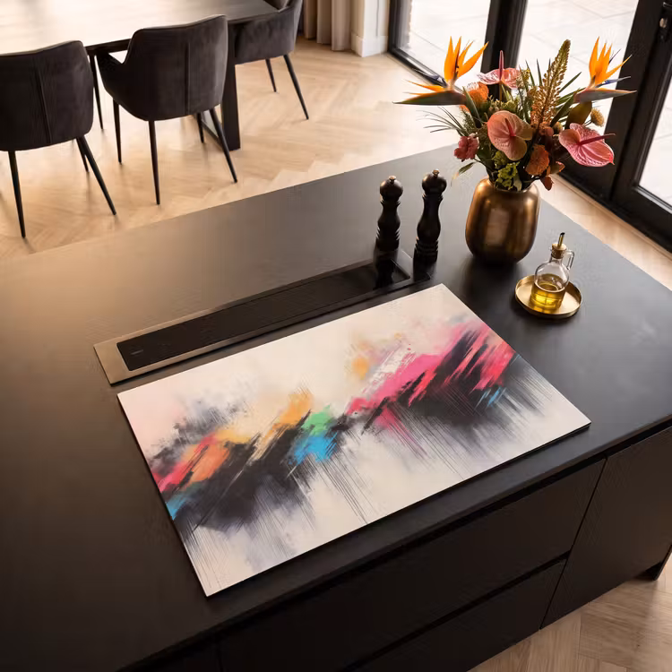 Inductie beschermer - Dynamisch - Abstract - Kleurrijk - Zwart — 3