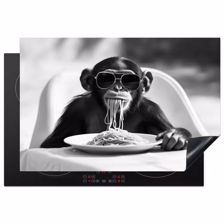 Inductie beschermer - Aap - Spaghetti - Zonnebril - Zwart wit - Cool - Dier — 1