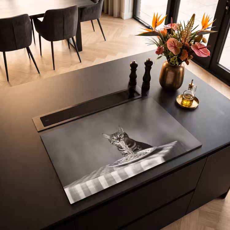 Inductie beschermer - Bengaal - Kat - Tafelkleed - Zwart - Wit - Dier — 3