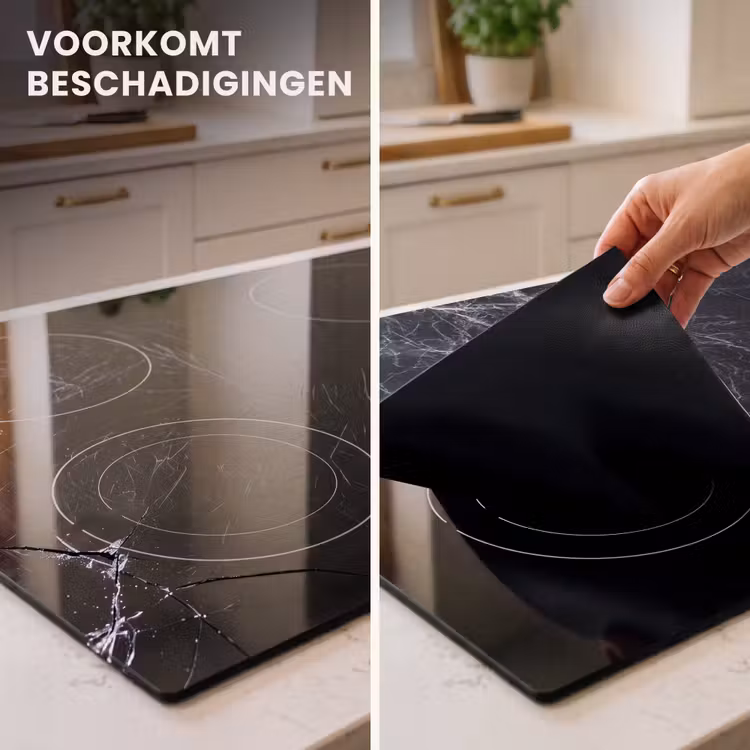 Inductie beschermer - Bliksemschicht door Zwart Marmer — 2