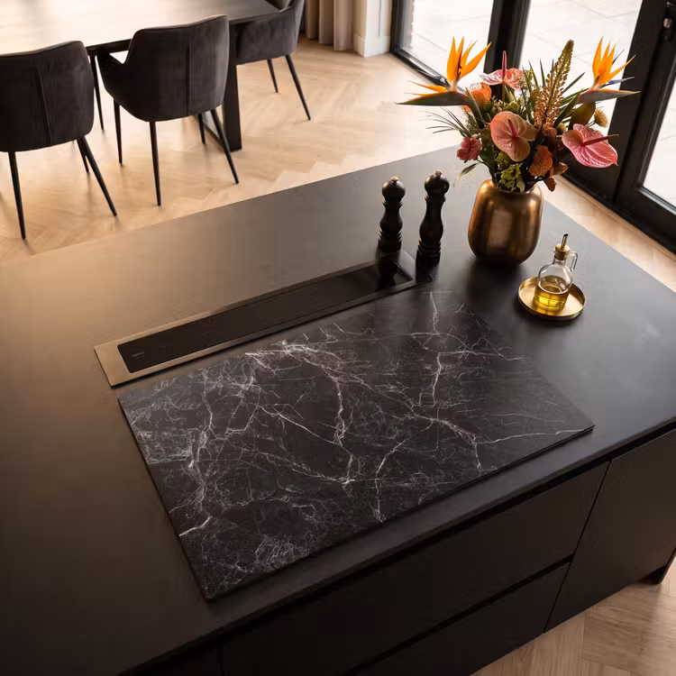 Inductie beschermer - Bliksemschicht door Zwart Marmer — 3