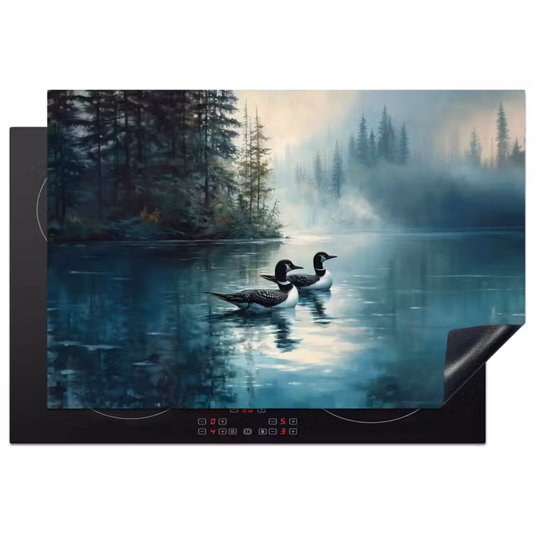 Inductie beschermer - Bos - Water - Eenden - Mistig — 1