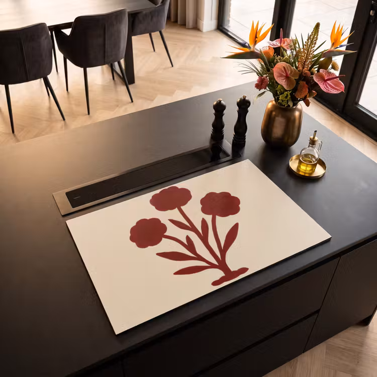 Inductie beschermer - Bloemen - Bladeren - Rood - Minimalistisch — 3