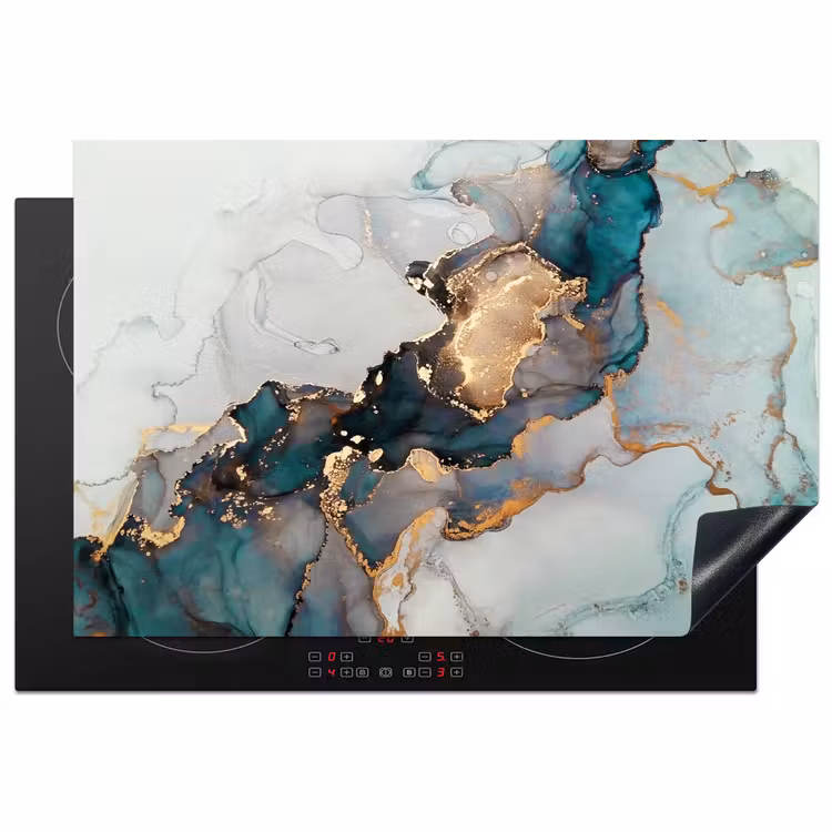 Inductie beschermer - Blauw - Marmer - Goud — 1