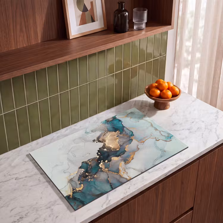 Inductie beschermer - Blauw - Marmer - Goud — 4