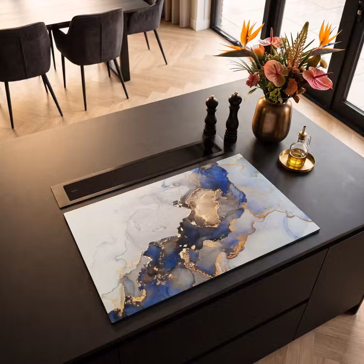 Inductie beschermer - Blauwe Dromen en Gouden Aders — 3