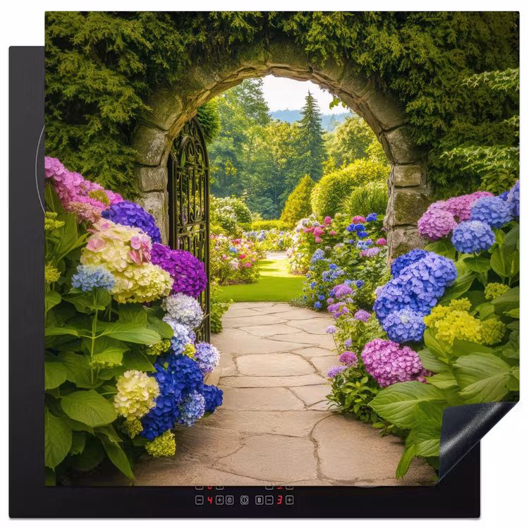 Inductie beschermer - Doorkijk - Poort - Hortensia - Bloementuin — 2