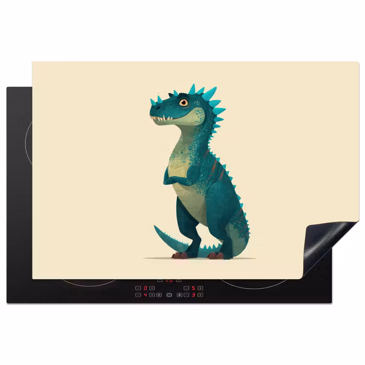 Inductie beschermer - Dinosaurus - Turquoise - Stekels — 2