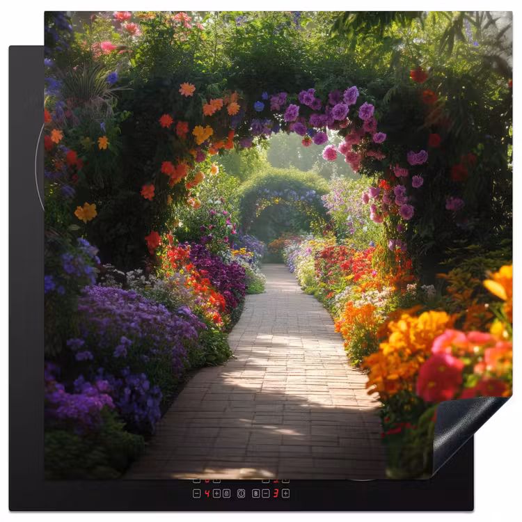 Inductie beschermer - Doorkijk - Pad - Bloemen - Struik - Kleurrijk — 3