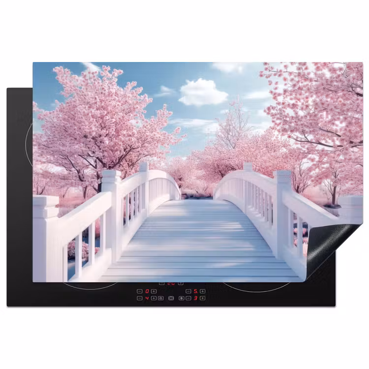 Inductie beschermer - Brug - Kersenbomen - Wit — 1