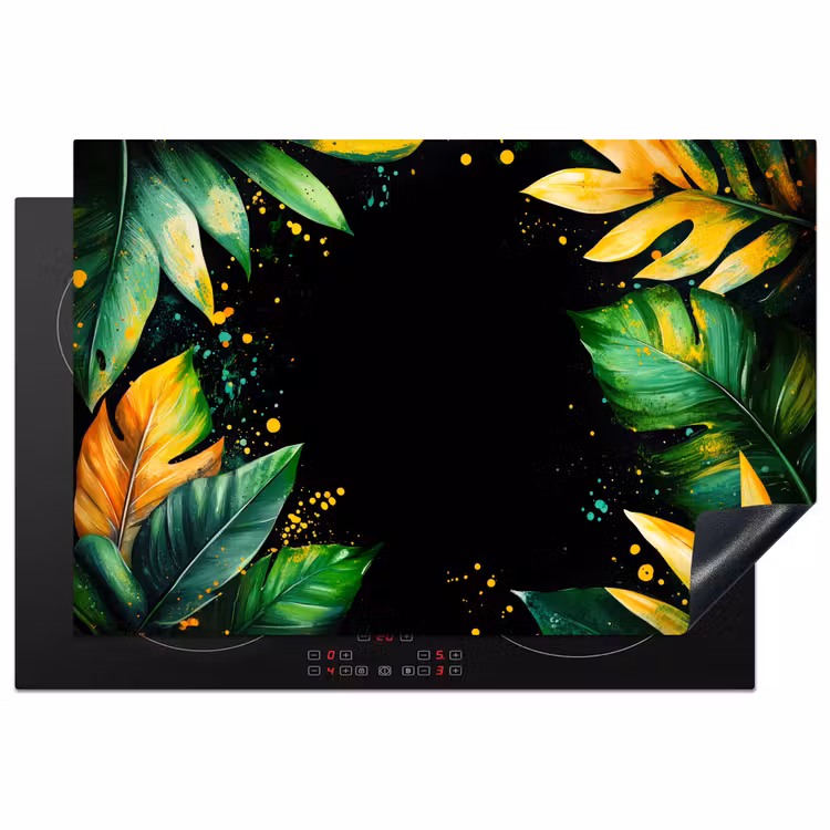 Inductie beschermer - Bladeren - Groen - Geel - Verf - Jungle — 1