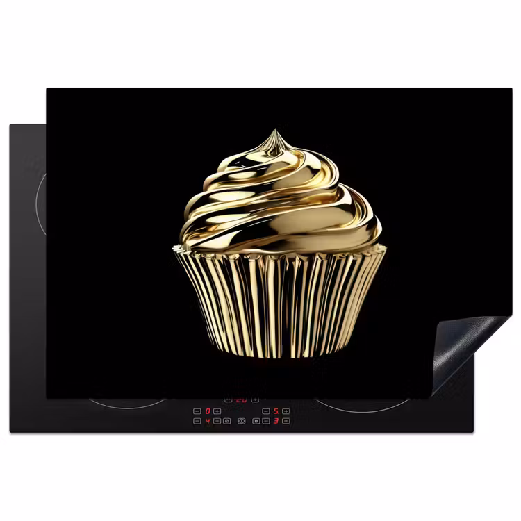 Inductie beschermer - Cupcake - Eten - Goud - Zwart — 1