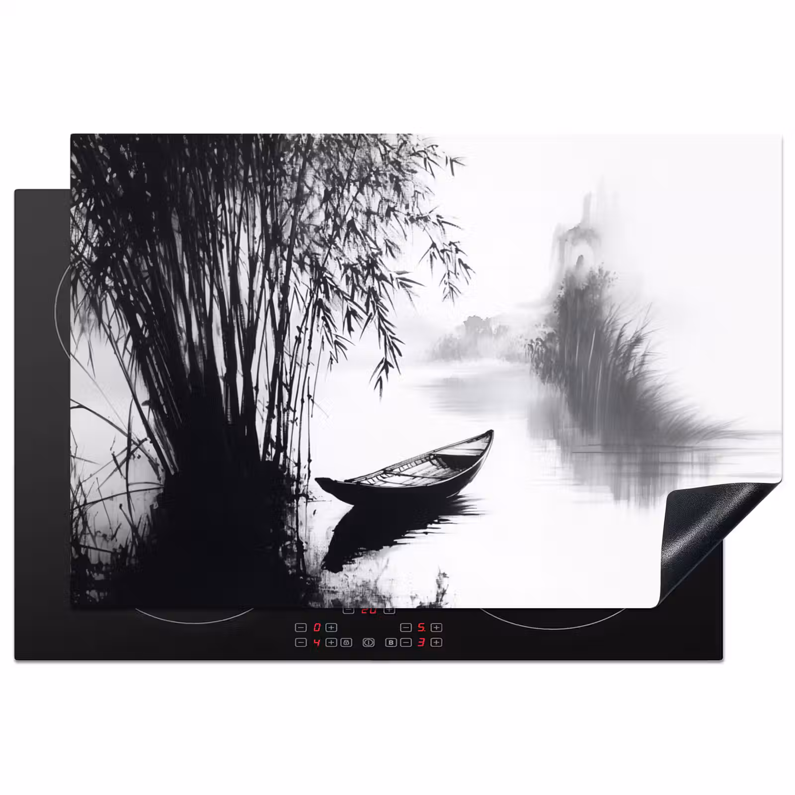 Inductie beschermer - Boot - Rivier - Bamboe - Wit — 1