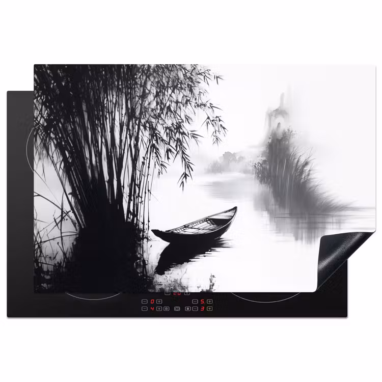Inductie beschermer - Boot - Rivier - Bamboe - Wit — 1