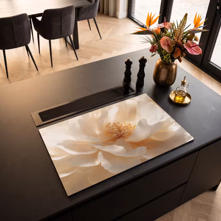 Inductie beschermer - Close up - Pioenroos - Wit — 3
