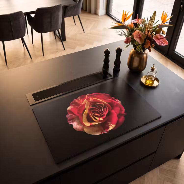 Inductie beschermer - Bloem - Roos - Rood - Zwart — 3