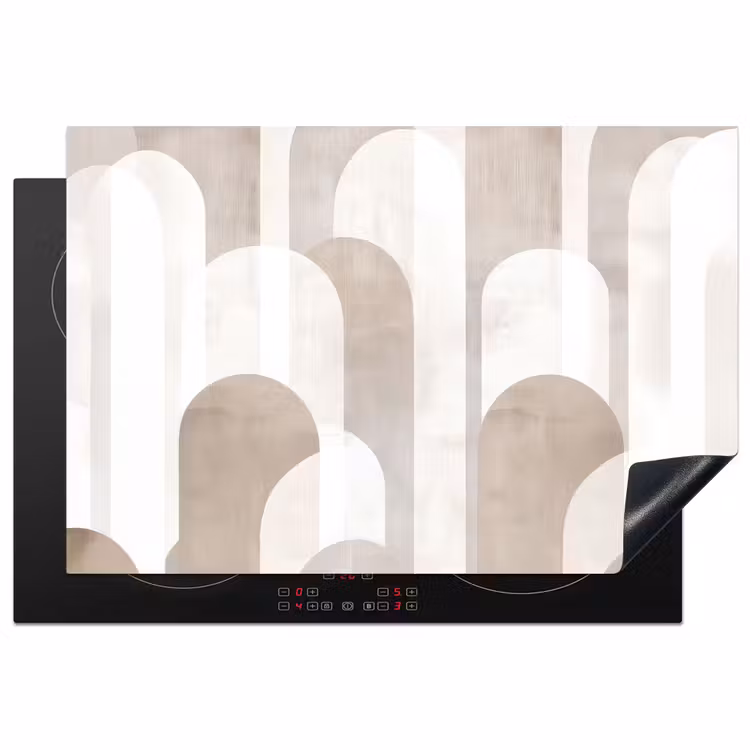 Inductie beschermer - Abstracte bogen - Modern - Beige — 1