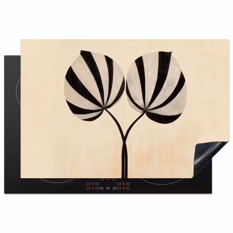 Inductie beschermer - Bladeren - Gestreept - Stengel - Beige — 2